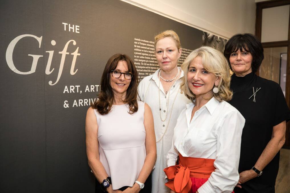 From left to right: Artists Hedy Ritterman, Linde Ivimy, Lousje Skala and Linda Wachtel, whose work is featured in the migration exhibition The Gift at the Museum of Australian Democracy at Old Parliament House in Canberra. Photo: Mark Nolan
