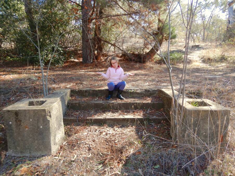 Tim’s daughter Emily ponders the purpose of this flight of stairs. Photo: Tim the Yowie Man