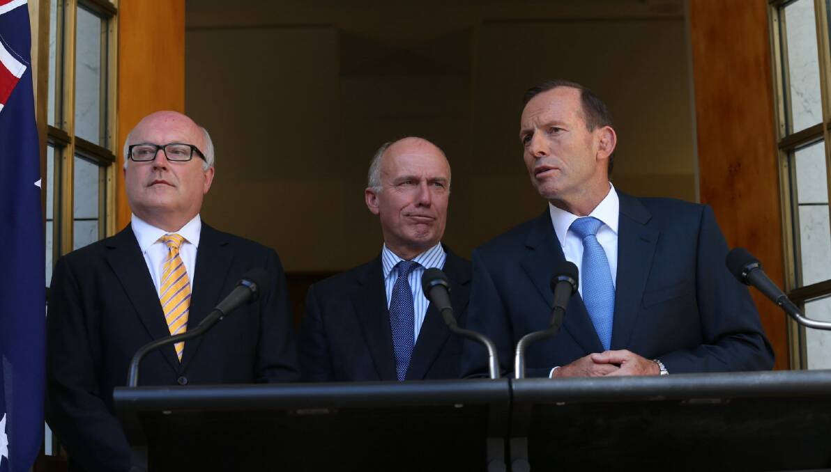 Tony Abbott with Eric Abetz during the Abbott government. Photo: Andrew Meares