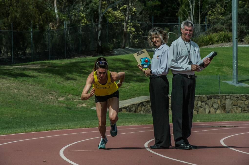 Canberra hurdler Lauren Wells and her parents Kerry and Neil Boden. Photo: karleen minney