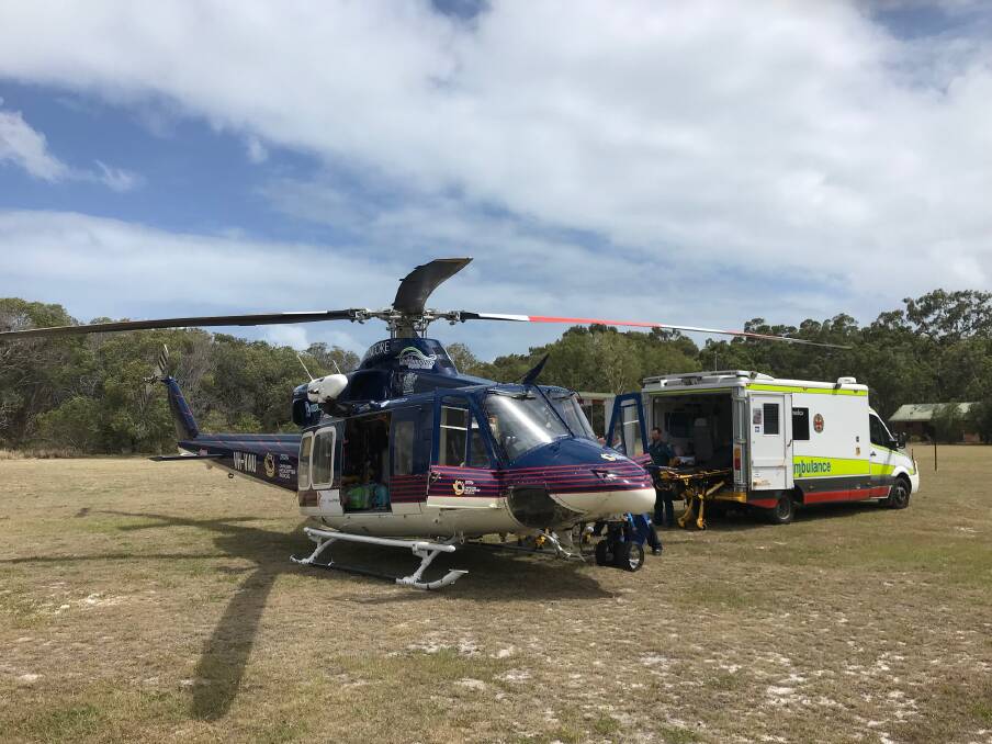 A man in his 60s was airlifted after he was impaled by a large piece of steel.  Photo: RACQ Capricorn Helicopter Rescue Service.