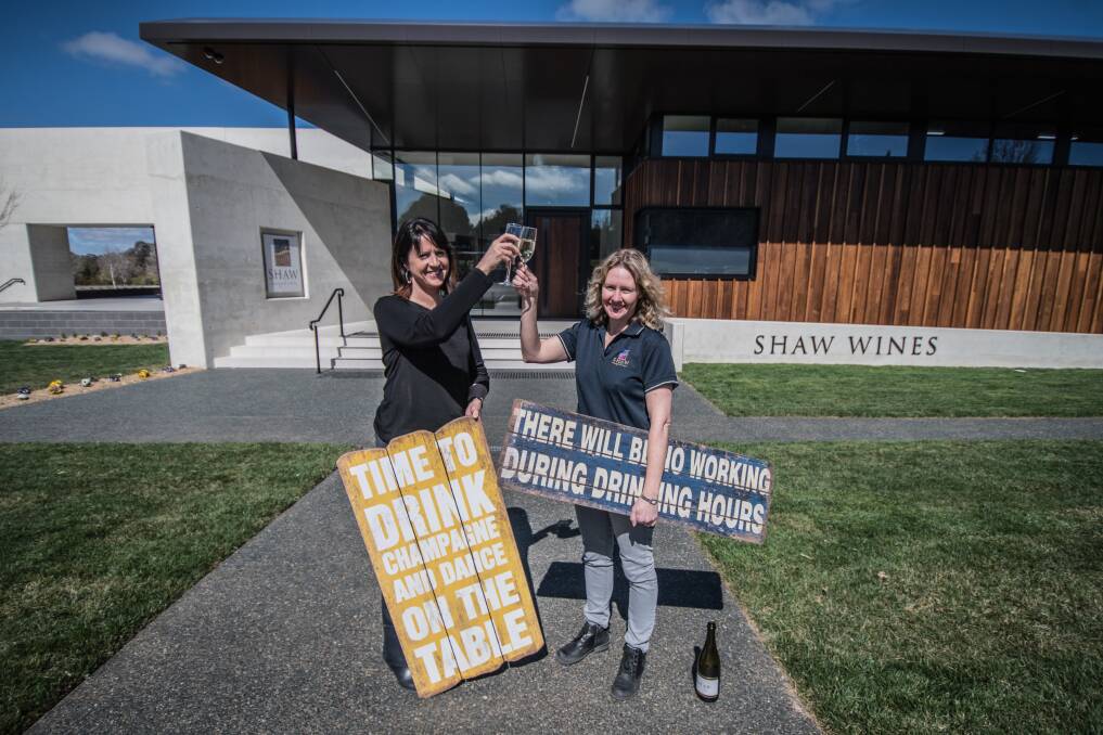 Karen Shaw, left, and Tanya Olinder welcome you to the new Shaw Vineyard Estate cellar door. Photo: Karleen Minney 