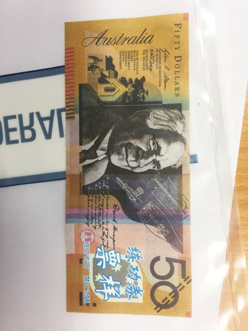 A fake $50 note that was used in the ACT. Photo: ACT Policing