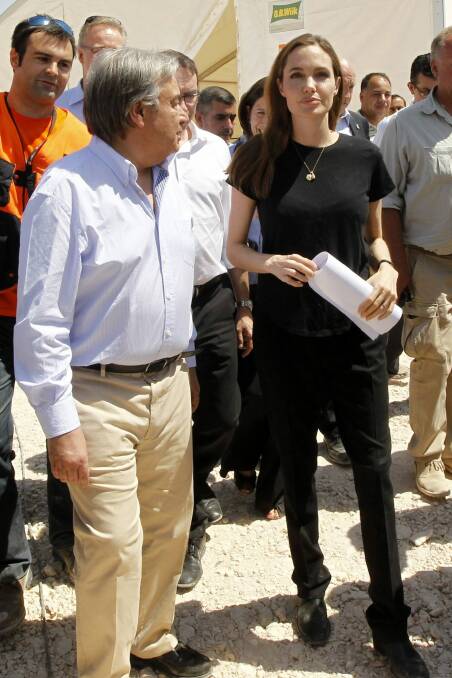 UN High Commissioner for Refugees Antonio Guterres, with actress Angelina Jolie, the UN refugee agency's special envoy. Photo: Reuters