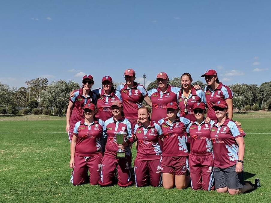 Western District-UC celebrate winning the Cricket ACT Lynne O'Meara Cup on Sunday. Photo: Western District UC