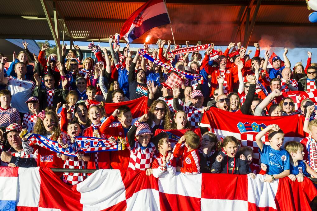 Hundreds of Croatian fans gather at Deakin Stadium ahead of their side's World Cup final clash with France. Photo: Dion Georgopoulos