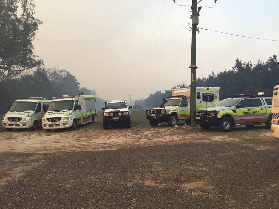 Emergency services respond to a fire in the Queensland community of Deepwater. Photo: Queensland Ambulance Service.