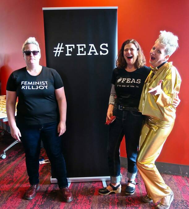 Emily Gray, Mindy Blaise and Linda Knight (left to right) are the founders of Feminist Educators Against Sexism Photo: Supplied