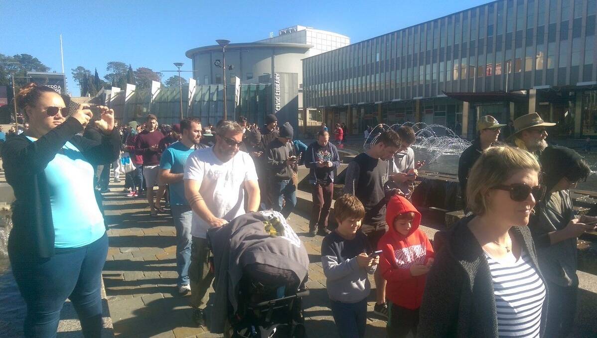 Hundreds of Pokemon Go fans descended on the city on Sunday. Photo: Katie Burgess