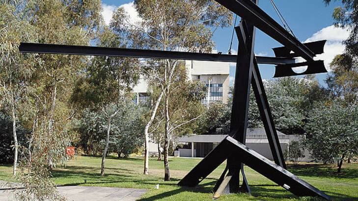 Sculpture by Mark Di Suvero, titled Ik Ook, at the National Gallery of Australia in Parkes.