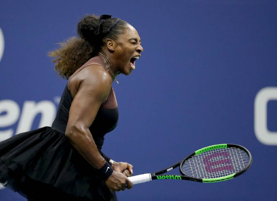 Serena Williams reacts after a point against Naomi Osaka, of Japan, in the women's final of the US Open. Photo: AP
