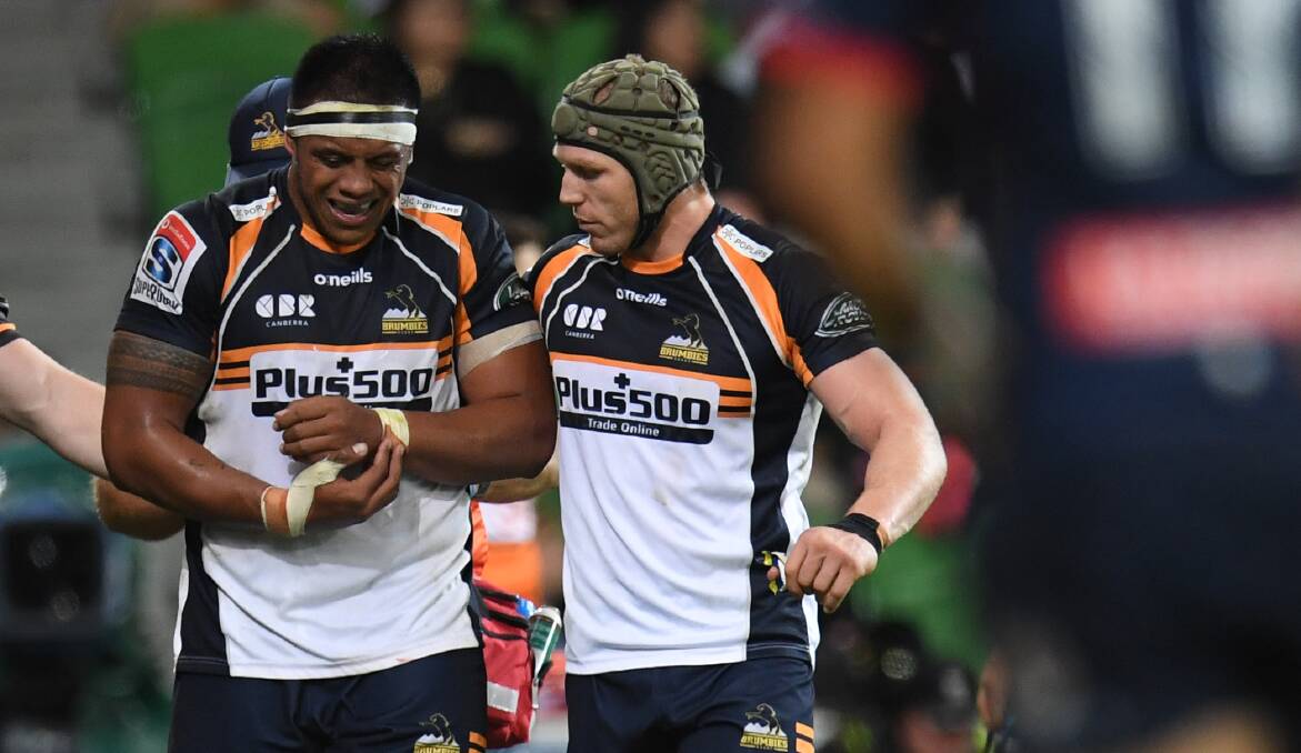 Allan Alaalatoa and David Pocock were both injured against the Melbourne Rebels. Photo: AAP