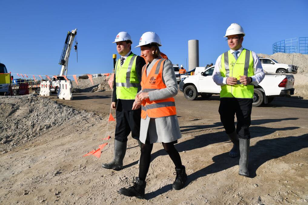 Gladys Berejiklian at the site on Tuesday.  Photo: AAP