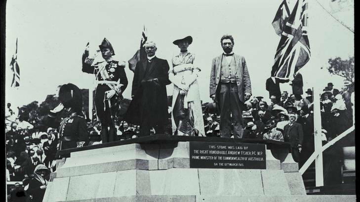 Naming of Canberra by Lady Denman. Photo courtesy National Library of Australia.