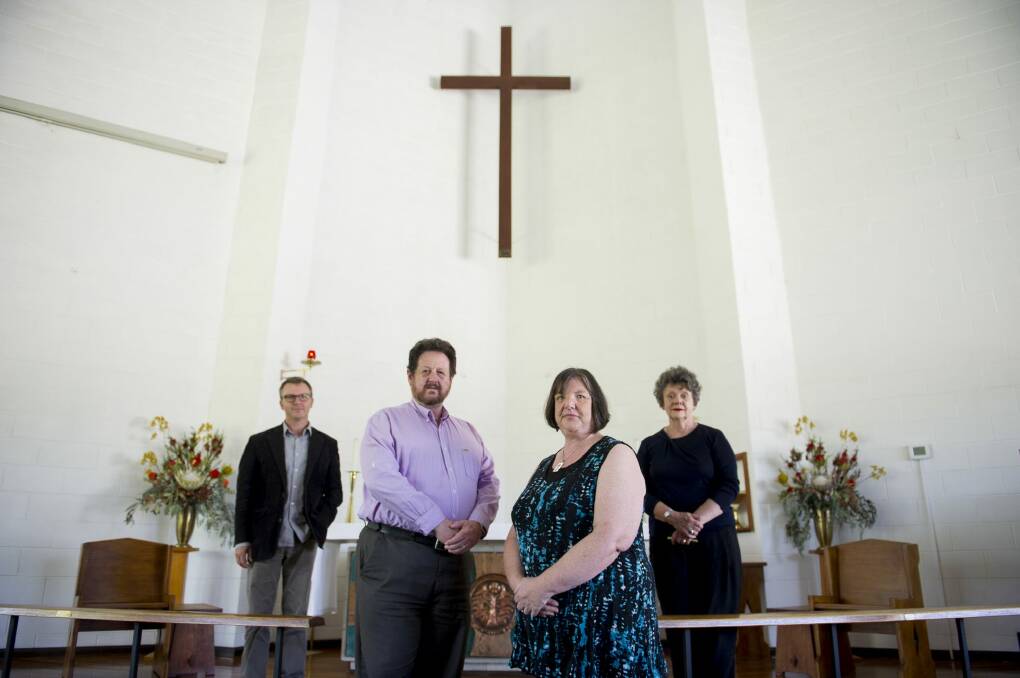 From left,  the Reverend Mark Faulkner, the Reverend Chris Lickley, the Reverend Anne Ryan and Vanessa Crimmins. Photo: Jay Cronan