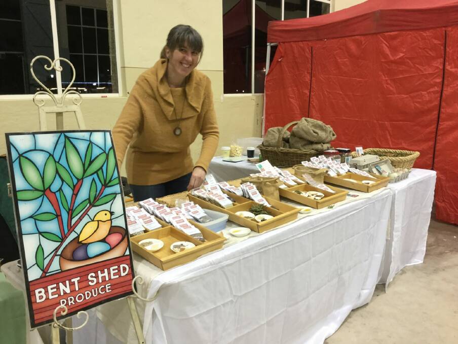 Fiona Porteous at Bent Shed Produce stall at Farmers and Foodies Market, Kingston. Photo: Supplied