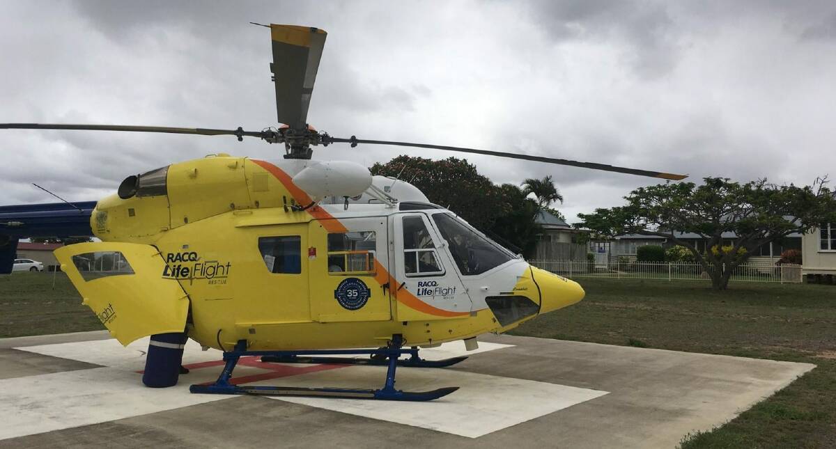 The LifeFlight rescue helicopter took the man from Blackbutt to the Sunshine Coast.  Photo: supplied