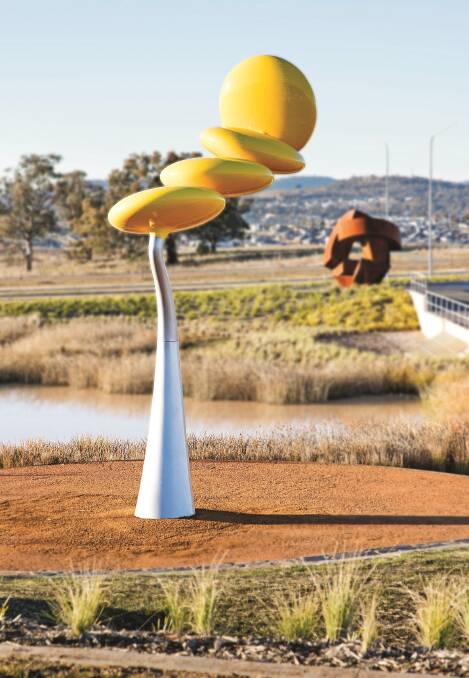One of the public art sculptures at Denman Prospect, Protoplasm by Phil Price, who also did the similar Journeys sculpture at the Canberra Airport.  Photo: Supplied