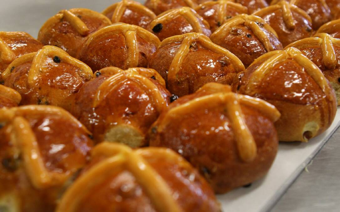 Hot Cross Buns at the Flute Bakery in Fyshwick. Photo: Andrew Sheargold