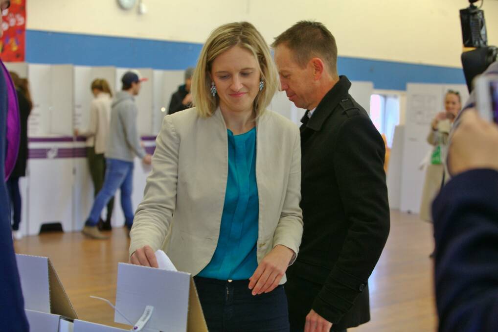 Christina Hobbs voting in Lyneham on Saturday.  Photo: Supplied