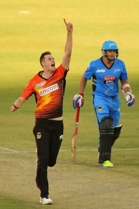 Perth Scorchers fast bowler Jason Behrendorff is recovering from a stress fracture in his back. Photo: Paul Kane
