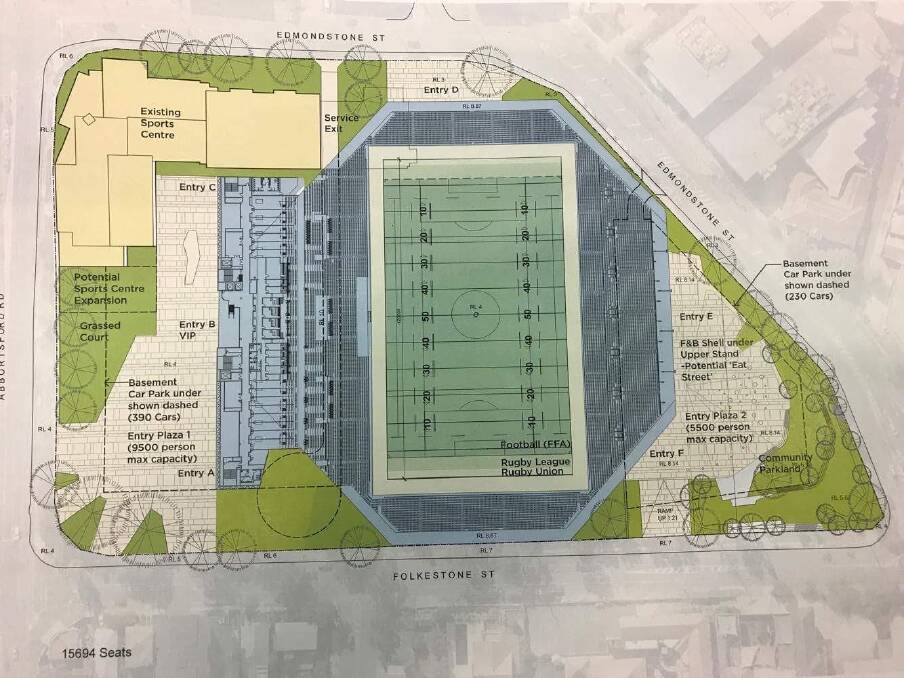 Plans for a 15,694-seat boutique stadium at Perry Park, Brisbane. Photo: Brisbane Strikers FC