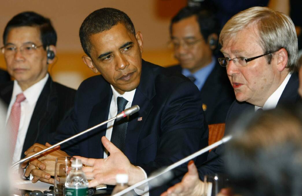 Kevin Rudd with Barack Obama at APEC in 2009. Photo: AP