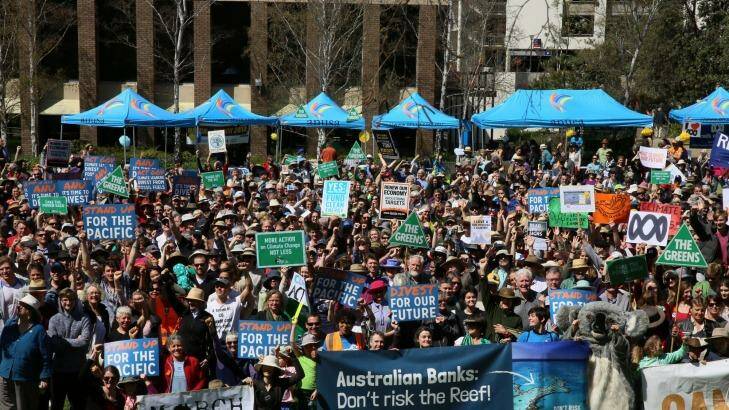 More than 1000 peaceful protestors joined the global People's Climate March in Canberra. Photo: Pete Butz