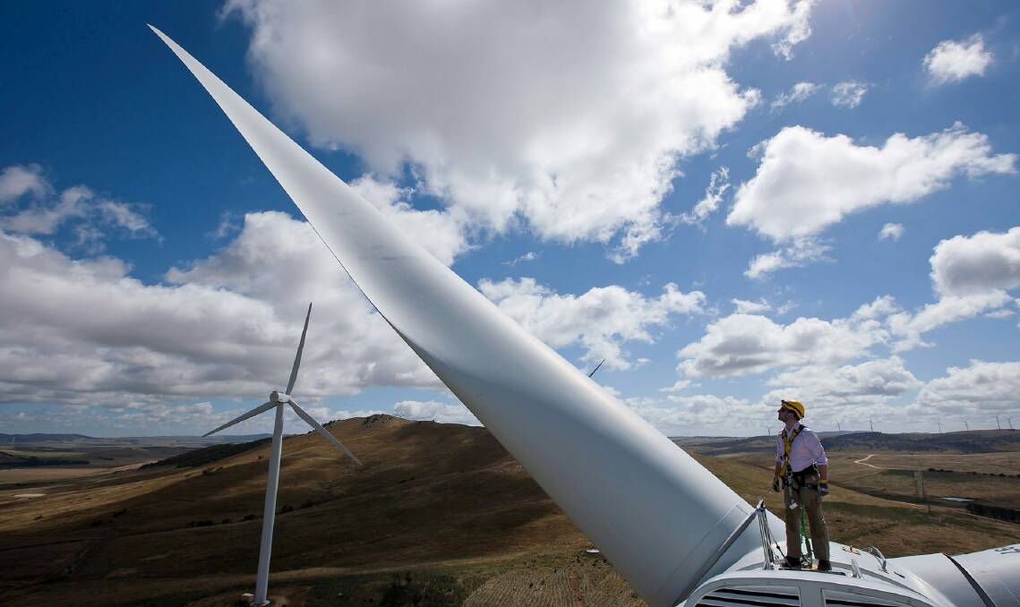 A wind turbine in Bungendore, NSW. Photo: Ian Waldie
