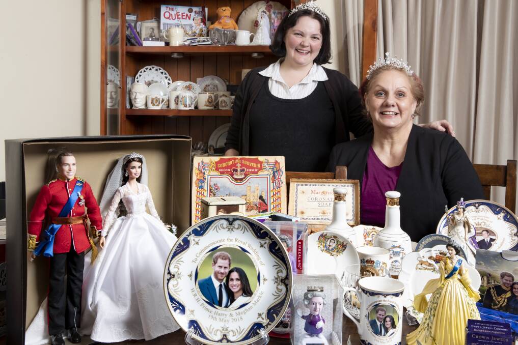 British Royal Family die-hards Jess Kirsopp (left) and mum Janine Vickers with Jess's extensive collection of memorabilia. Photo: Sitthixay Ditthavong