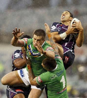 Billy Slater could make a surprise appearance against the Raiders in Geelong on Friday night. Photo: Getty Images