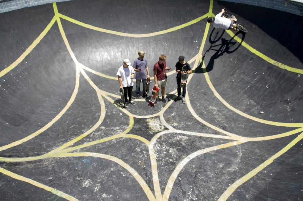 Belconnen Skate Park is one of the many places in Canberra with free public Wi-Fi. Photo: Jay Cronan
