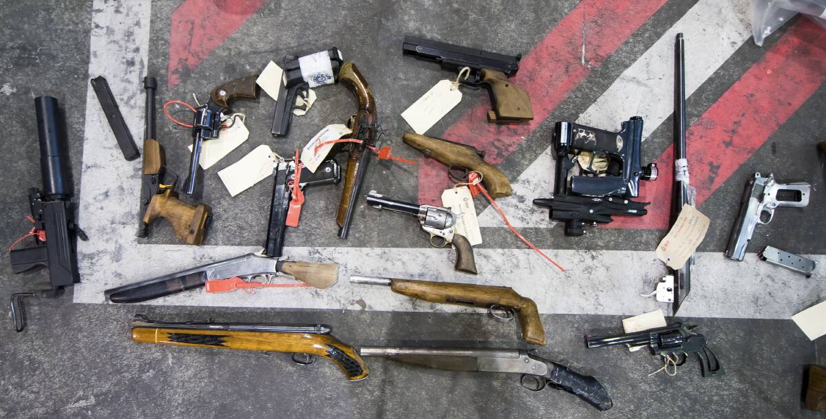 Some of the guns slated for shredding on Wednesday morning. Photo: Elesa Kurtz