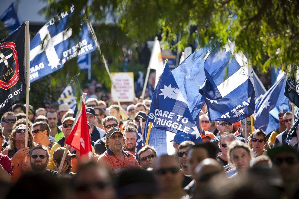 Western Australian Unions rally in Perth in 2012.