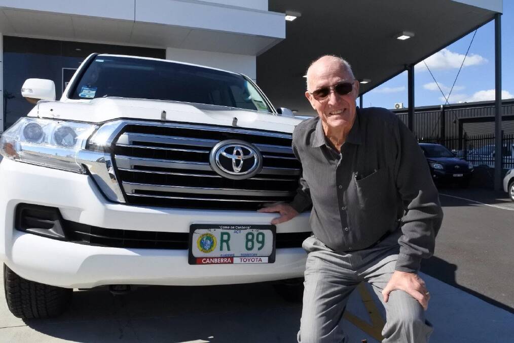 Raiders Group chairman John McIntyre with the special number plates which are fitted on his company car. Photo: Matthew Raggatt