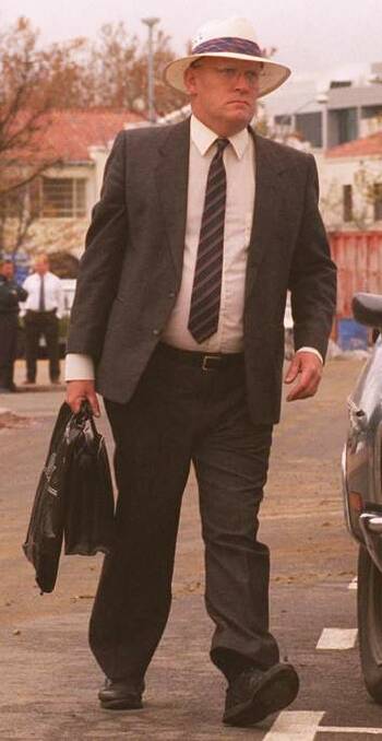 David Eastman on his way to the ACT Supreme Court to face charges concerning the murder of Assistant Commissioner Winchester (file photo). Photo: Andrew Taylor