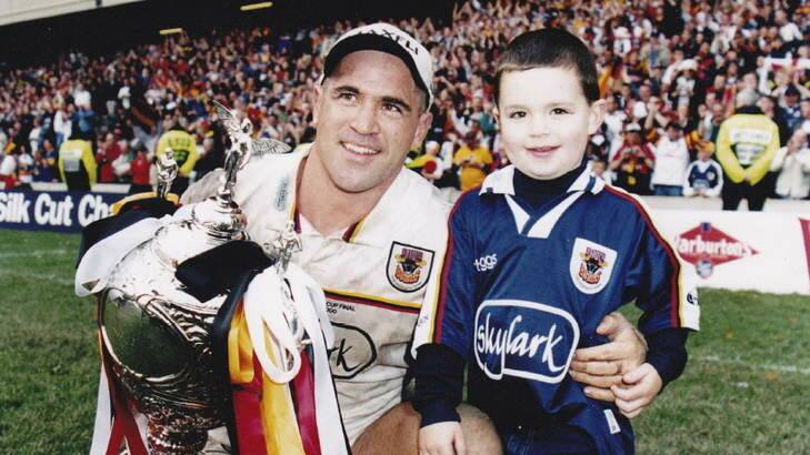 Former Canberra Raiders player David Boyle and his son Morgan. Photo: Supplied