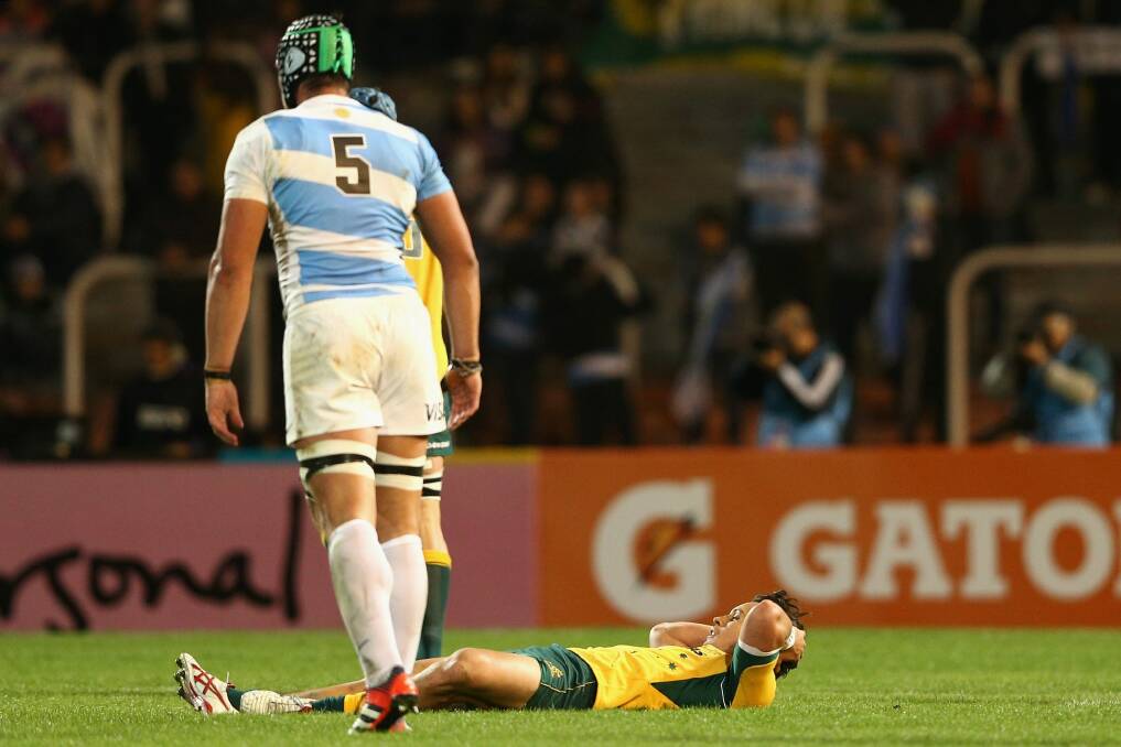 Matt Toomua was forced off the ground after being hit against Argentina, but can't remember taking cognitive tests on the sideline, despite passing the examination. Photo: Getty-Images