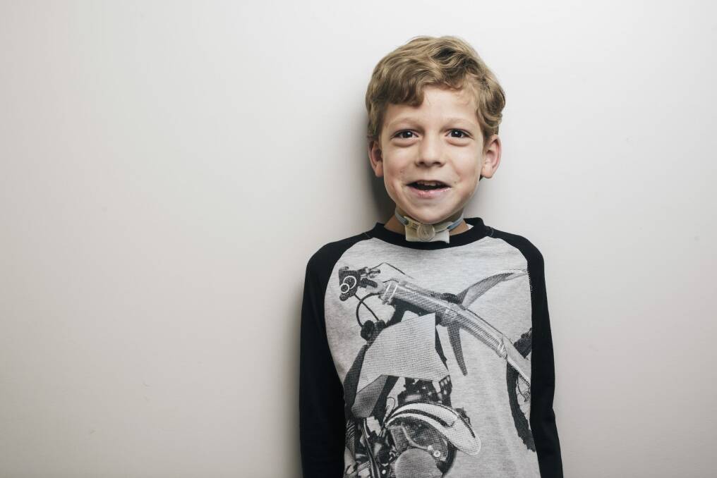 Dominic McFadden, 7, has had help managing his tracheostomy and autism from a nurse-led learning support assistant at his mainstream school since March last year. Photo: Rohan Thomson