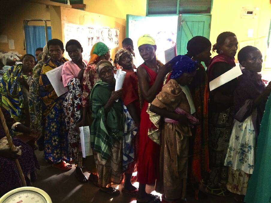 Women queue for gynaecological surgery in Uganda.  Photo: Supplied by Barbara Hall.