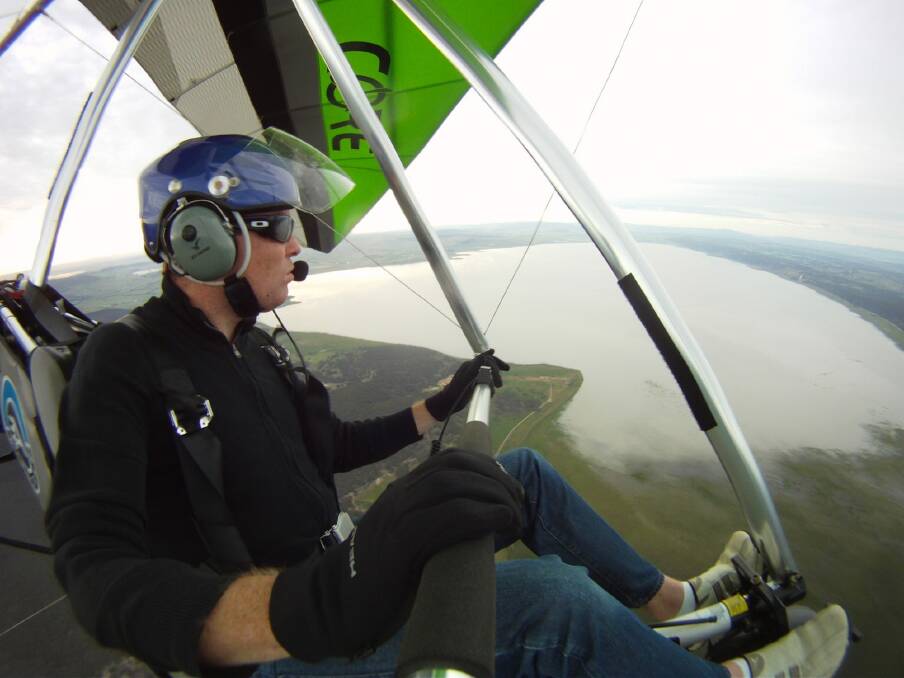 Ultralight pilot Andrew Luton enjoys a unique view of Lake George on November 19, 2016. Photo: Andrew Luton