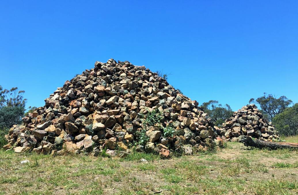 The two mystery cairns atop Gossan Hill. Photo: Tim the Yowie Man