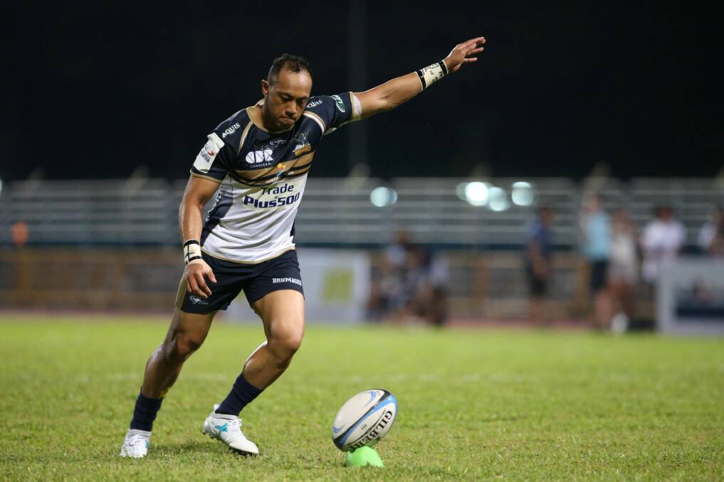 ACT Brumbies flyhalf Christian Lealiifano made his return in Singapore on Thursday, 10 months after being diagnosed with cancer.  Photo: VIILevent Photography