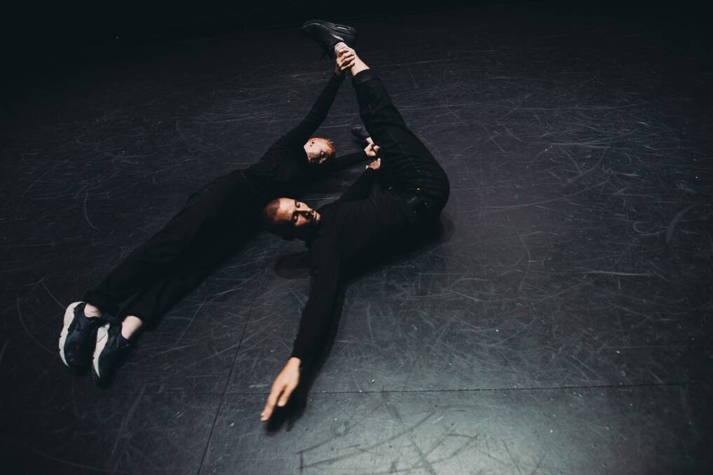 Contemporary dancers James Batchelor and Amber McCartney in 'Deepspace'. Photo: Jamila Toderas