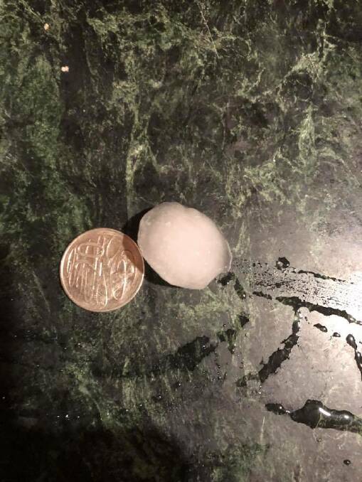 Hail pieces the size of coins fell across the Beaudesert and the Gold Coast. Photo: Higgins Storm Chasers - Leanne Toomey