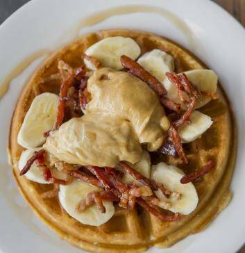 Waffle heaven: The Fat Elvis has banana, peanut butter and bacon drizzled with maple syrup. Photo:  Jamila Toderas