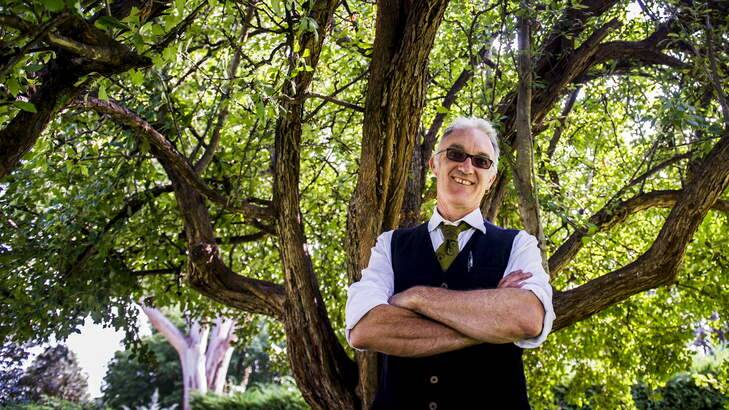 Spiegeltent owner, David Bates, at the Senate Rose Garden at Old Parliament House, where The Famous Spiegel Garden will be situated. Photo: Rohan Thomson