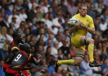 Canberra's Tom Cusack, playing for Australia in Rugby Sevens at the Commonwealth Games. Photo: Reuters