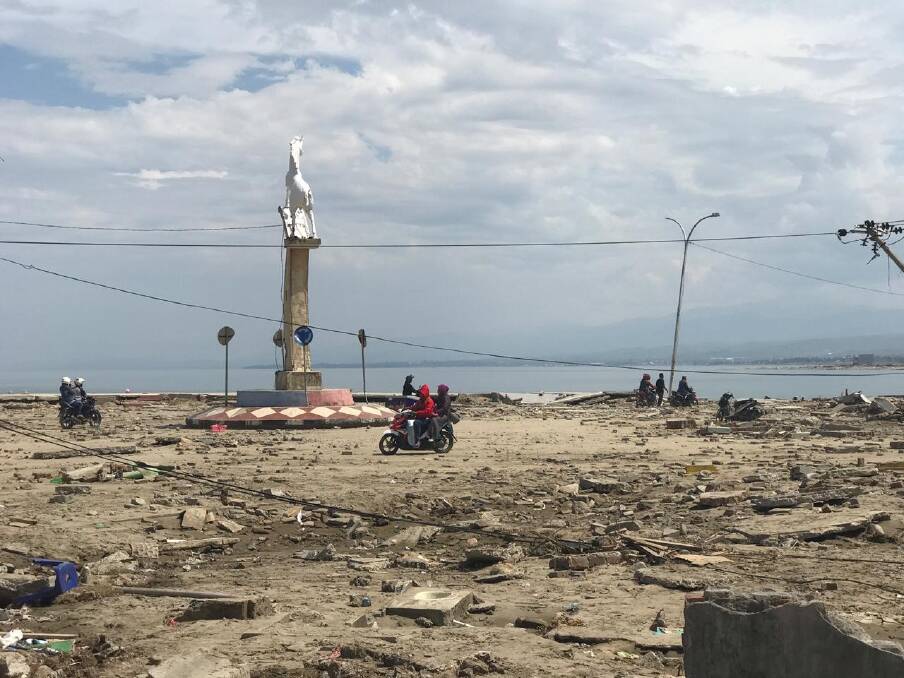 The Talise beachfront in Palu, four days after a tsunami hit. Photo: James Massola