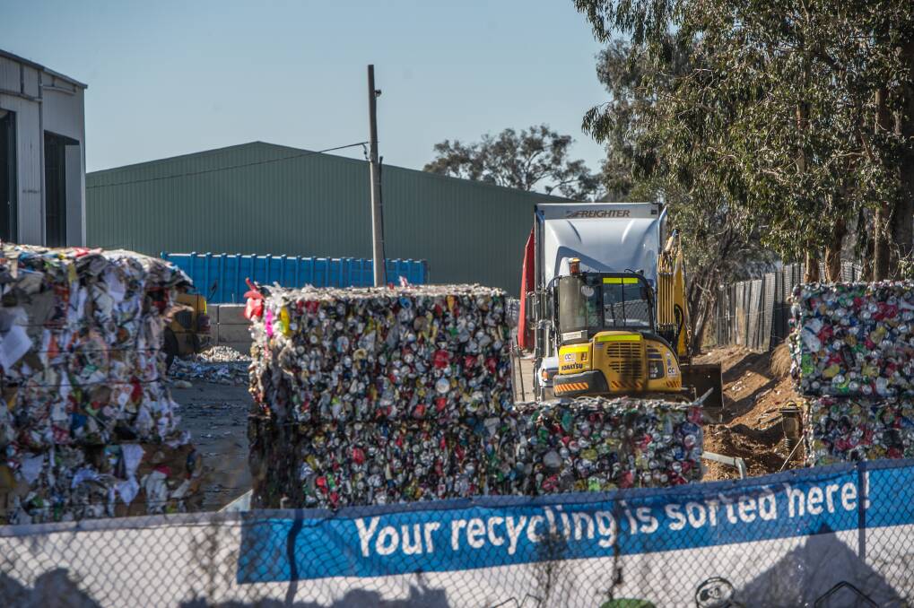 Piles of waste at the Hume recycling facility.  Photo: Karleen Minney